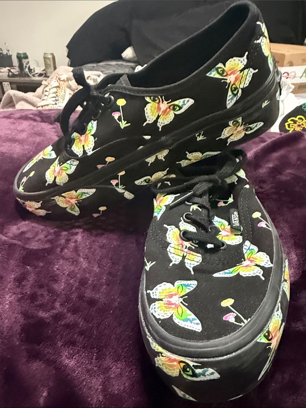 Vans Black Butterfly Print Women's platform Sneakers